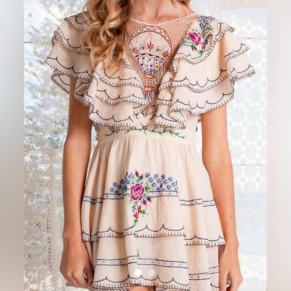 NWT Fillyboo Whimsy Hot Air Balloon Tiered Ruffle Mini Dress Size Large - Picture 2 of 15